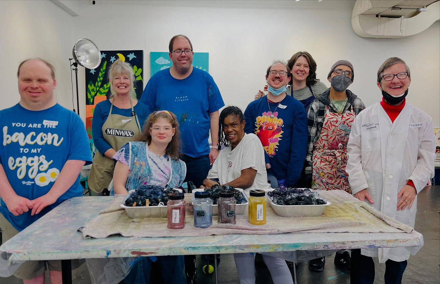 Happy group of makers and artists after a full day of creativity with Open Hearts Studio in Asheville